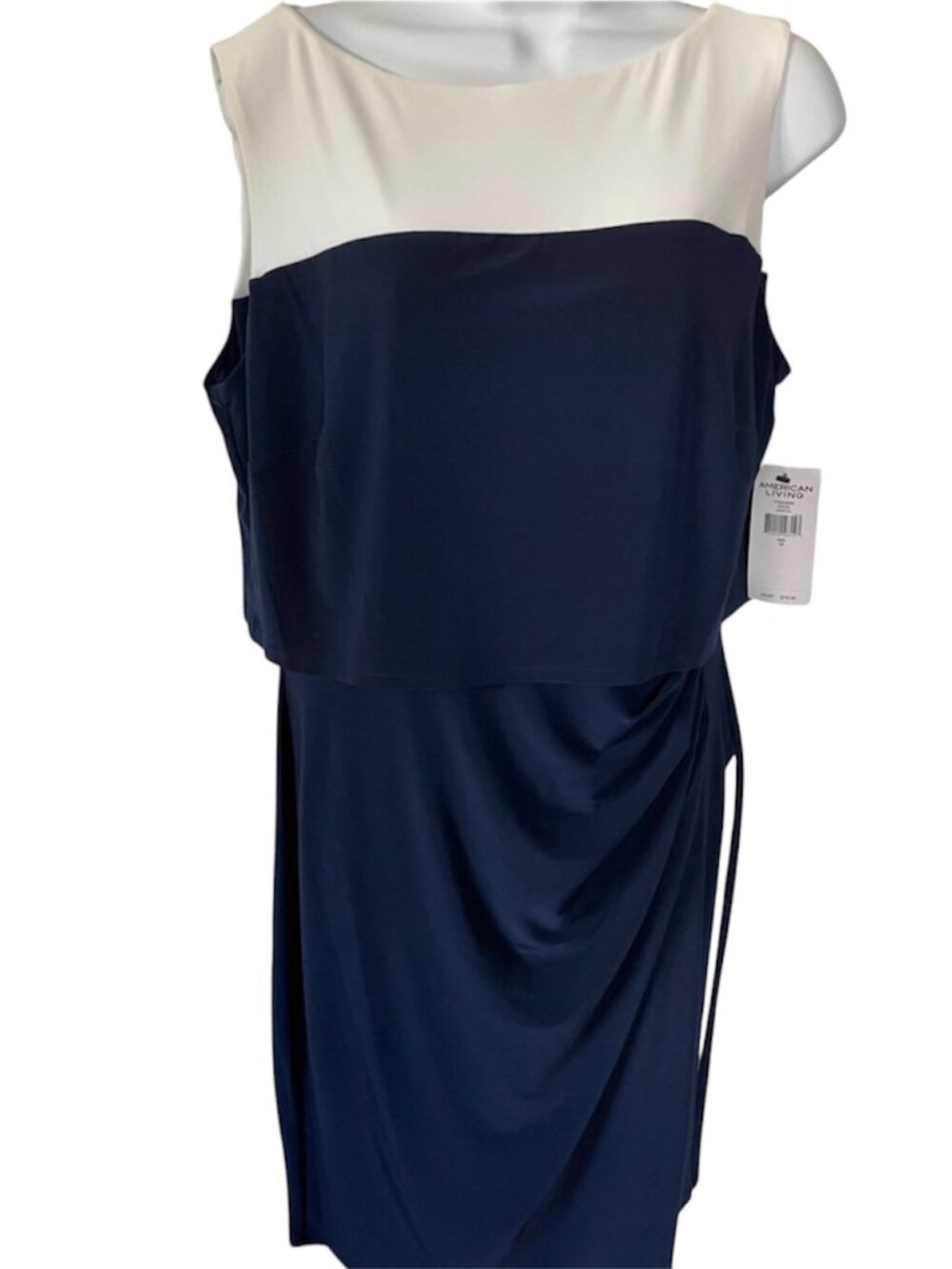 American Living Navy & White Dress Size 14 NWT